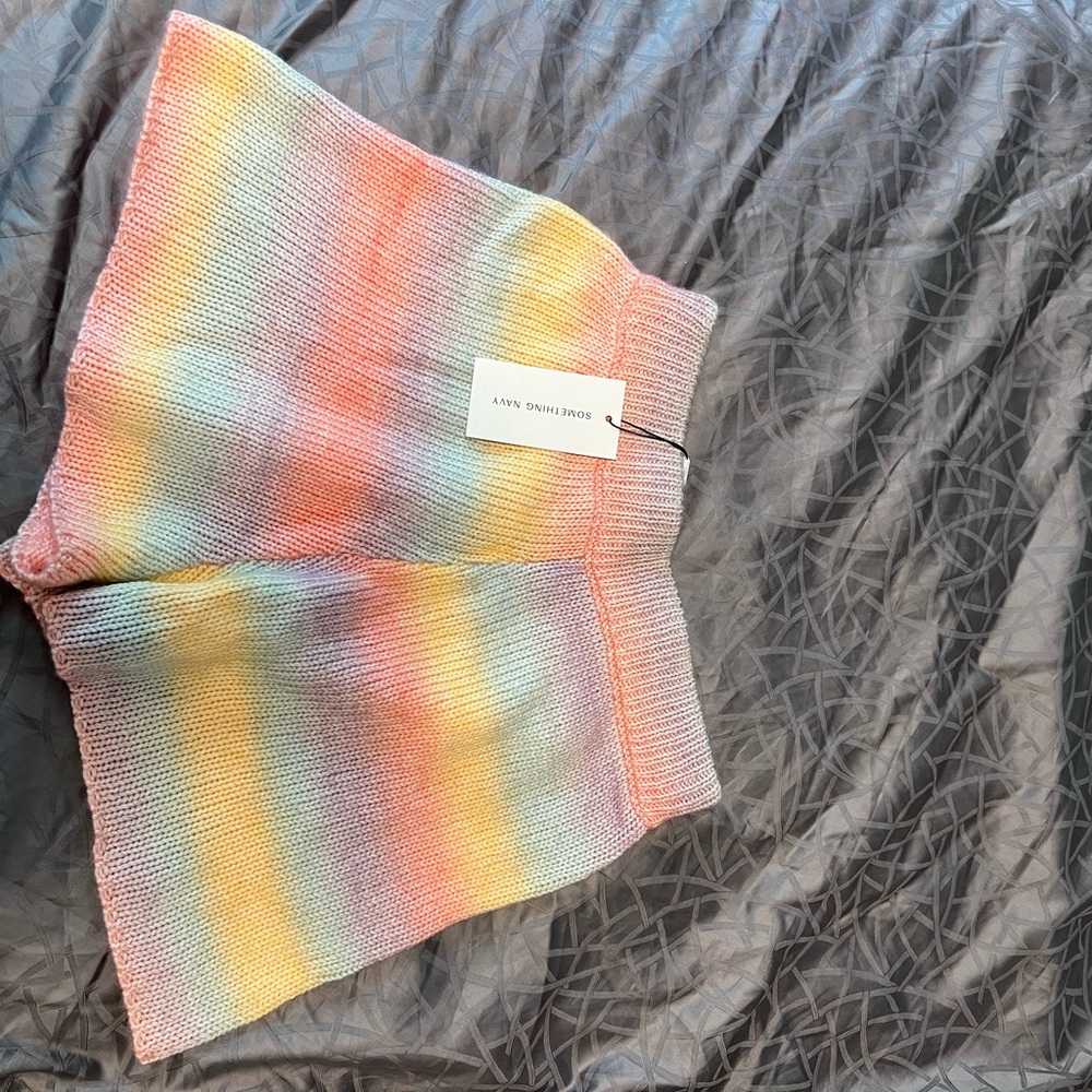 NWT Something navy size small high waisted knit shorts